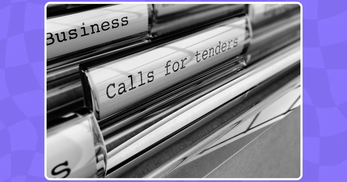 A binder labelled calls for tenders, ready to respond to an international tender